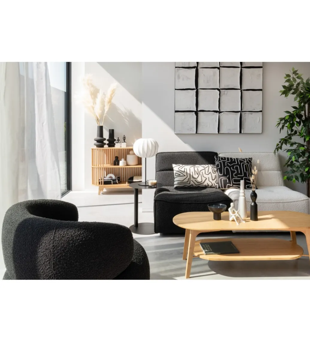 J-Line Fotel obrotowy Swivel Bouclé 83 cm czarny