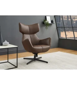 Invicta Interior - przedsprzedaż Fotel obrotowy VOGUE skórzany brązowy