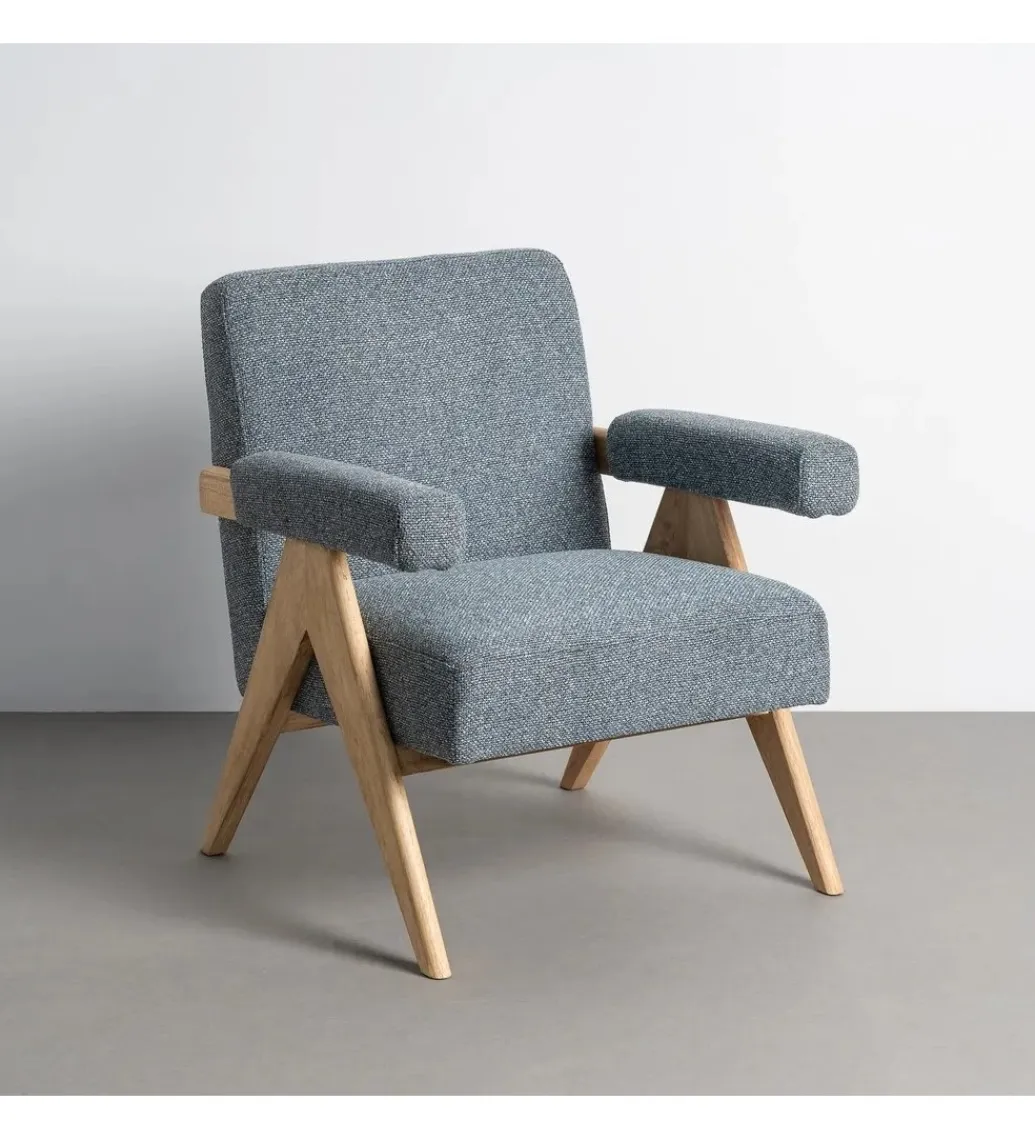 Zona-Design Fotel REZENTA 85 cm niebieski naturalny