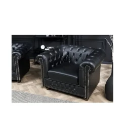 Invicta Interior Fotel RONNI Chesterfield 110 cm czarny