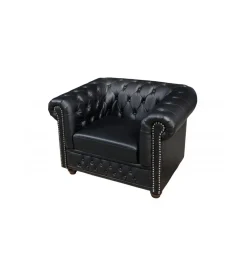 Invicta Interior Fotel RONNI Chesterfield 110 cm czarny