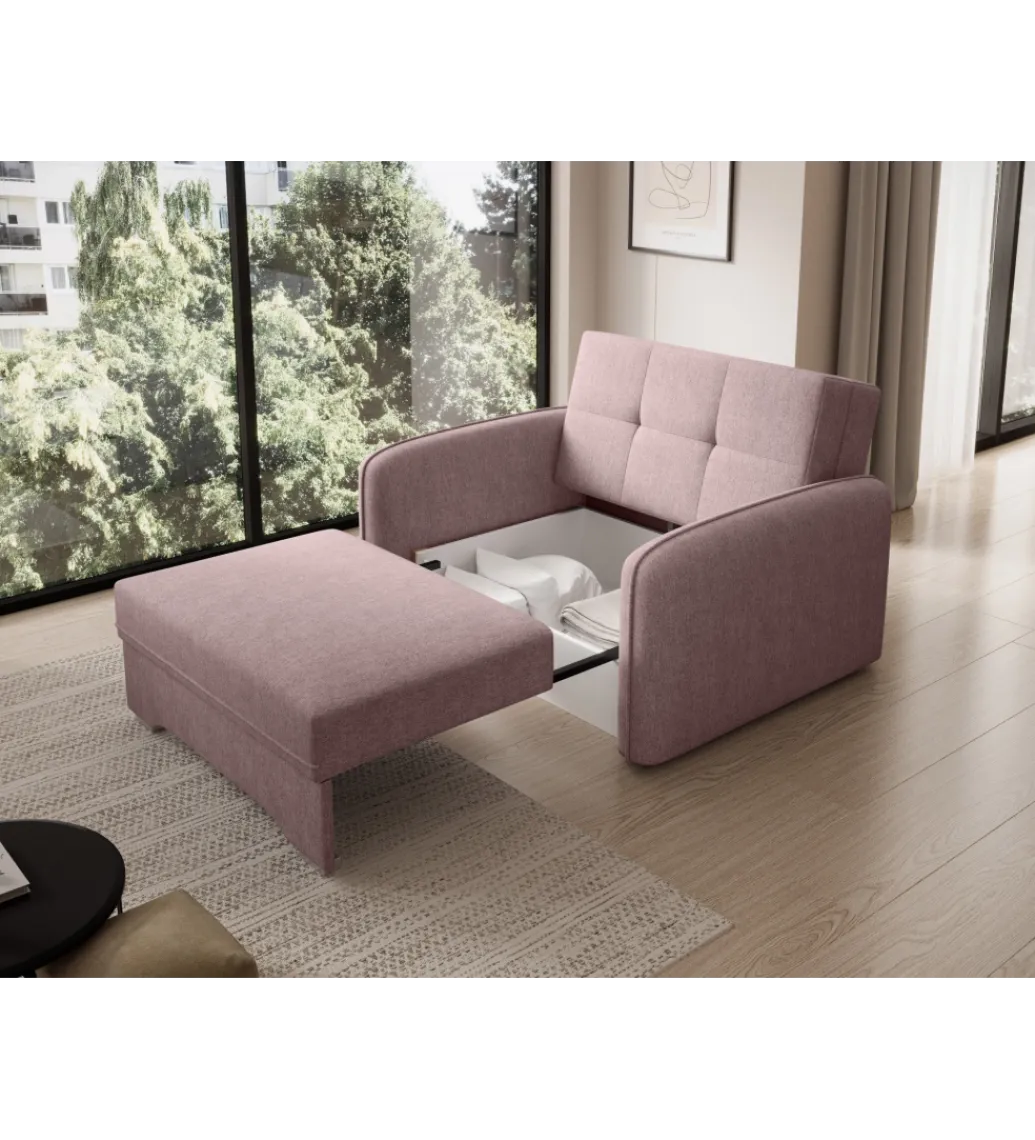Comforteo Fotel rozkładany LAINE 102 cm Poco 101 różowy