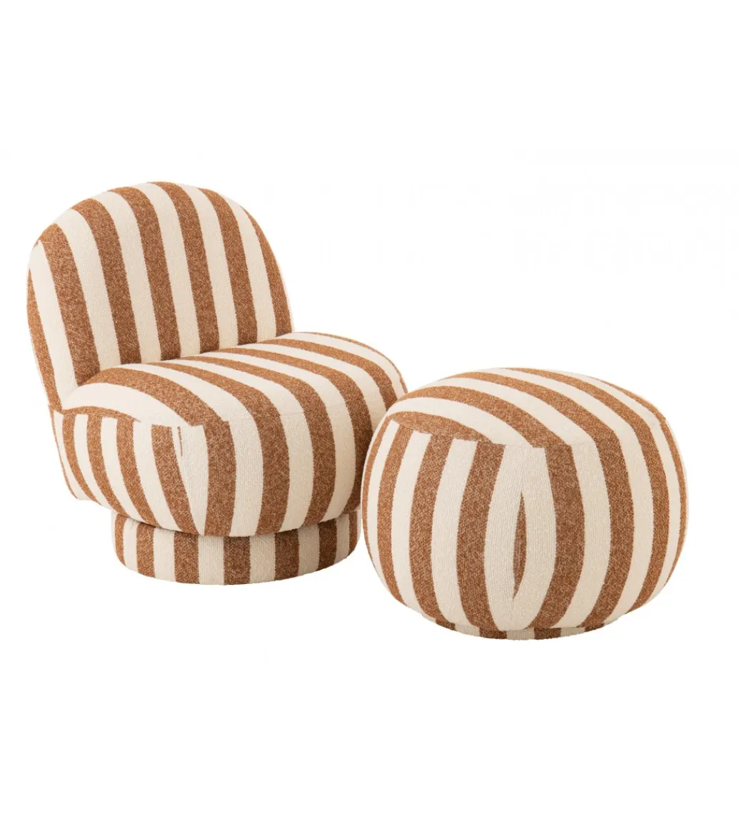 J-Line Fotel STRIPED 72 cm białokarmelowy