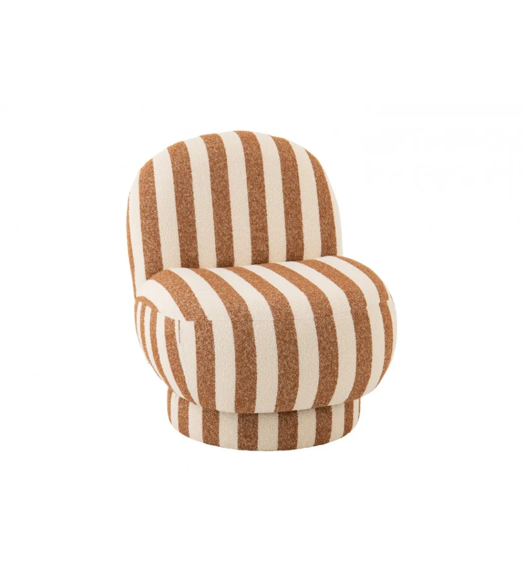J-Line Fotel STRIPED 72 cm białokarmelowy