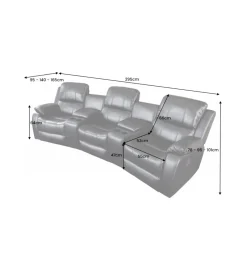 Invicta Interior - przedsprzedaż Fotel trzyosobowy DALLAS Hollywood 295 cm szary