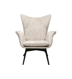 KARE Fotel TUDOR 102 cm welwet kremowy