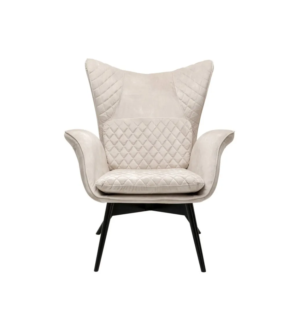 KARE Fotel TUDOR 102 cm welwet kremowy