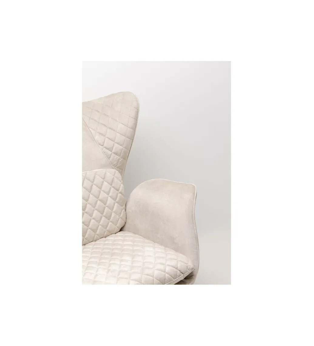 KARE Fotel TUDOR 102 cm welwet kremowy