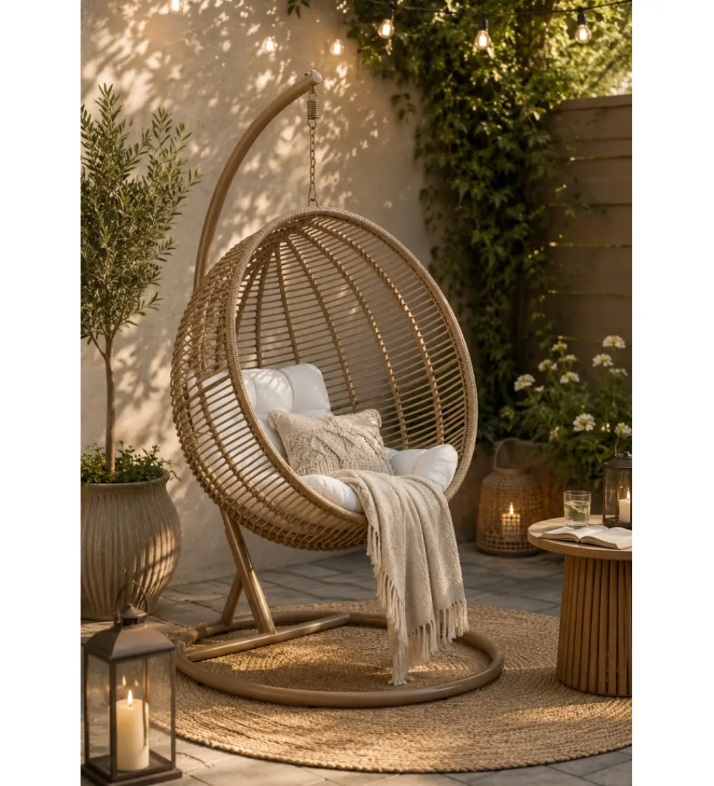 J-Line Fotel wiszący SUMMER SOBRE LA TIERRA 1 metalowy naturalny