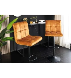 Invicta Interior - przedsprzedaż Hoker MODENA od 92 cm do 115 cm 360 stopni obrotu welwet musztardowy