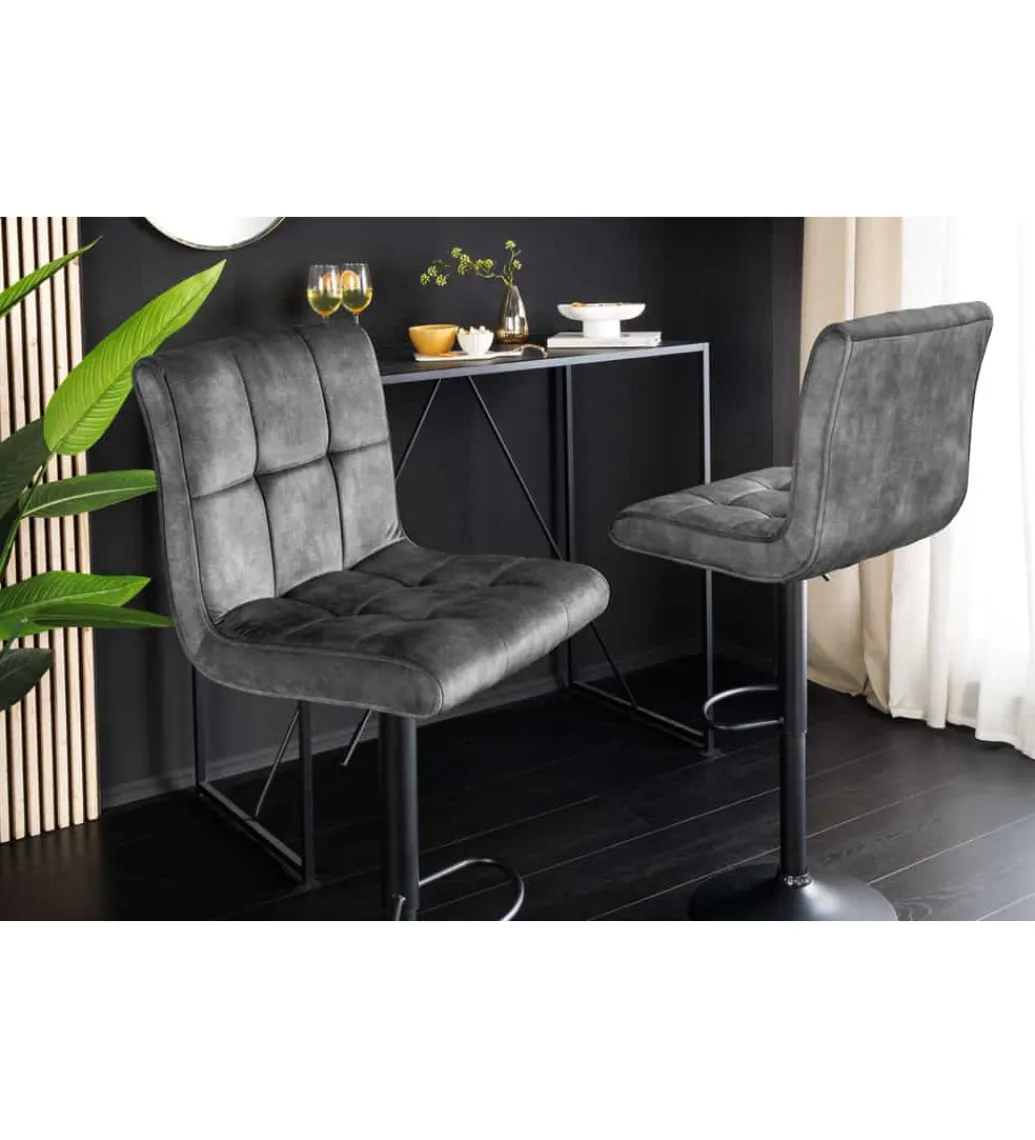 Invicta Interior - przedsprzedaż Hoker MODENA od 92 cm do 115 cm 360 stopni obrotu welwet antracyt