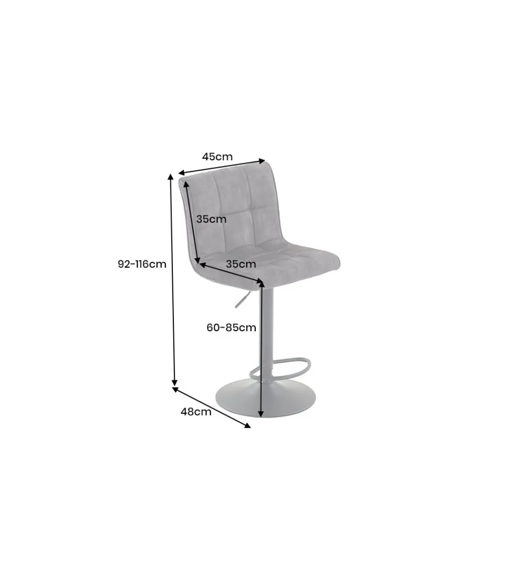 Invicta Interior - przedsprzedaż Hoker MODENA od 92 cm do 115 cm 360 stopni obrotu welwet antracyt