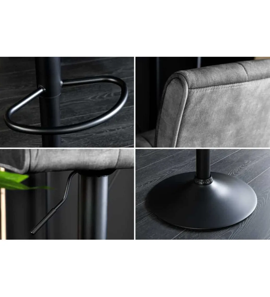 Invicta Interior - przedsprzedaż Hoker MODENA od 92 cm do 115 cm 360 stopni obrotu welwet antracyt