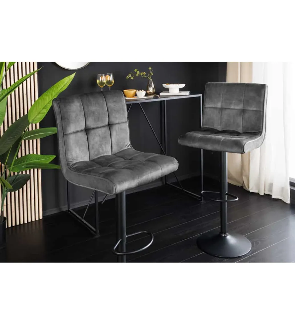 Invicta Interior - przedsprzedaż Hoker MODENA od 92 cm do 115 cm 360 stopni obrotu welwet antracyt
