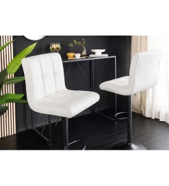 Invicta Interior - przedsprzedaż Hoker MODENA od 92 cm do 115 cm 360 stopni obrotu biały skórzany