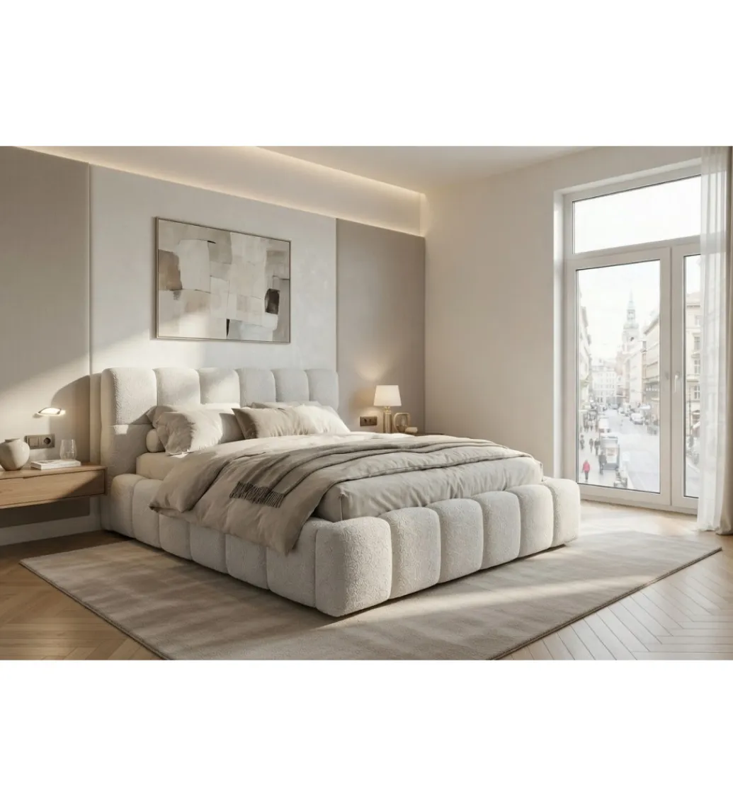GZDDesign Łóżko BELLA z pojemnikiem na pościel od 120 do 200 cm wymiary do wyboru tkanina do wyboru