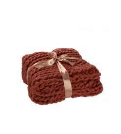 J-Line Koc pled Knitted 140 cm x 154 cm w odcieniach czerwonego