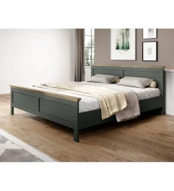 Helvetia Łóżko EVORA 160 cm x 200 cm zielone z dodatkiem koloru dąb Lefkas