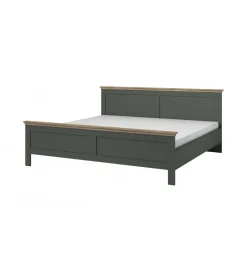 Helvetia Łóżko EVORA 180 cm x 200 cm zielone z dodatkiem koloru dąb Lefkas