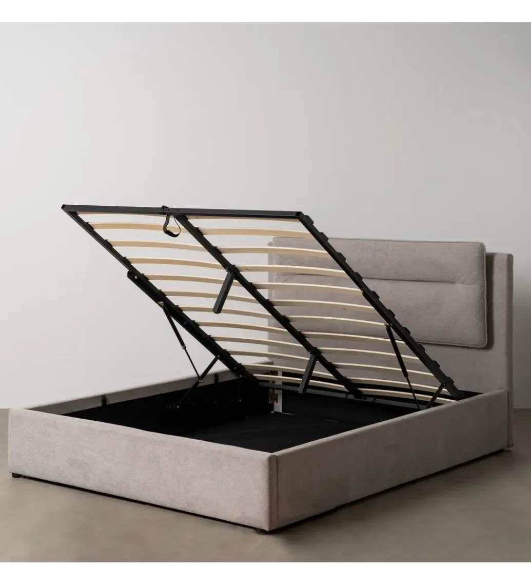 Zona-Design Łóżko FADARANT 164 x 214 cm beżowe z pojemnikiem