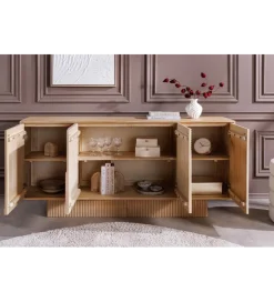 Invicta Interior Komoda ART DECO 170 cm drewno mango biało beżowa