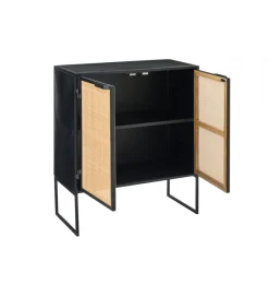 J-Line Komoda CANE PANE 89 cm naturalna czarna