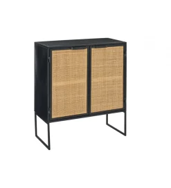 J-Line Komoda CANE PANE 89 cm naturalna czarna