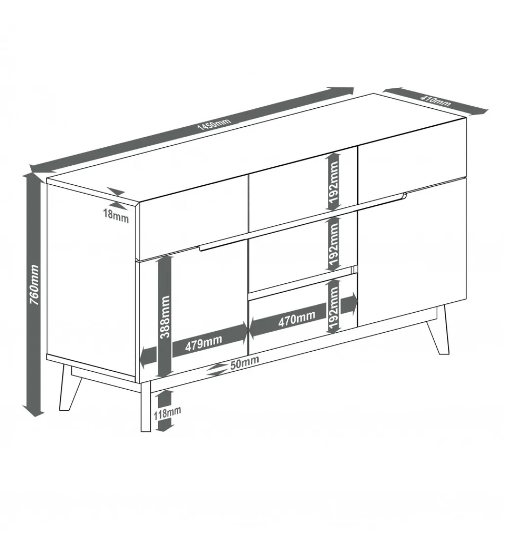 MCA Komoda CERVO 145 cm biała