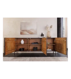 Invicta Interior - przedsprzedaż Komoda 3D TRIBAL 180 cm drewno mango ciemny brąz