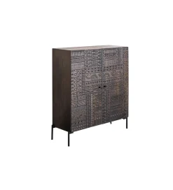 Invicta Interior - przedsprzedaż Komoda 3D TRIBAL 120 cm drewno mango ciemny brąz