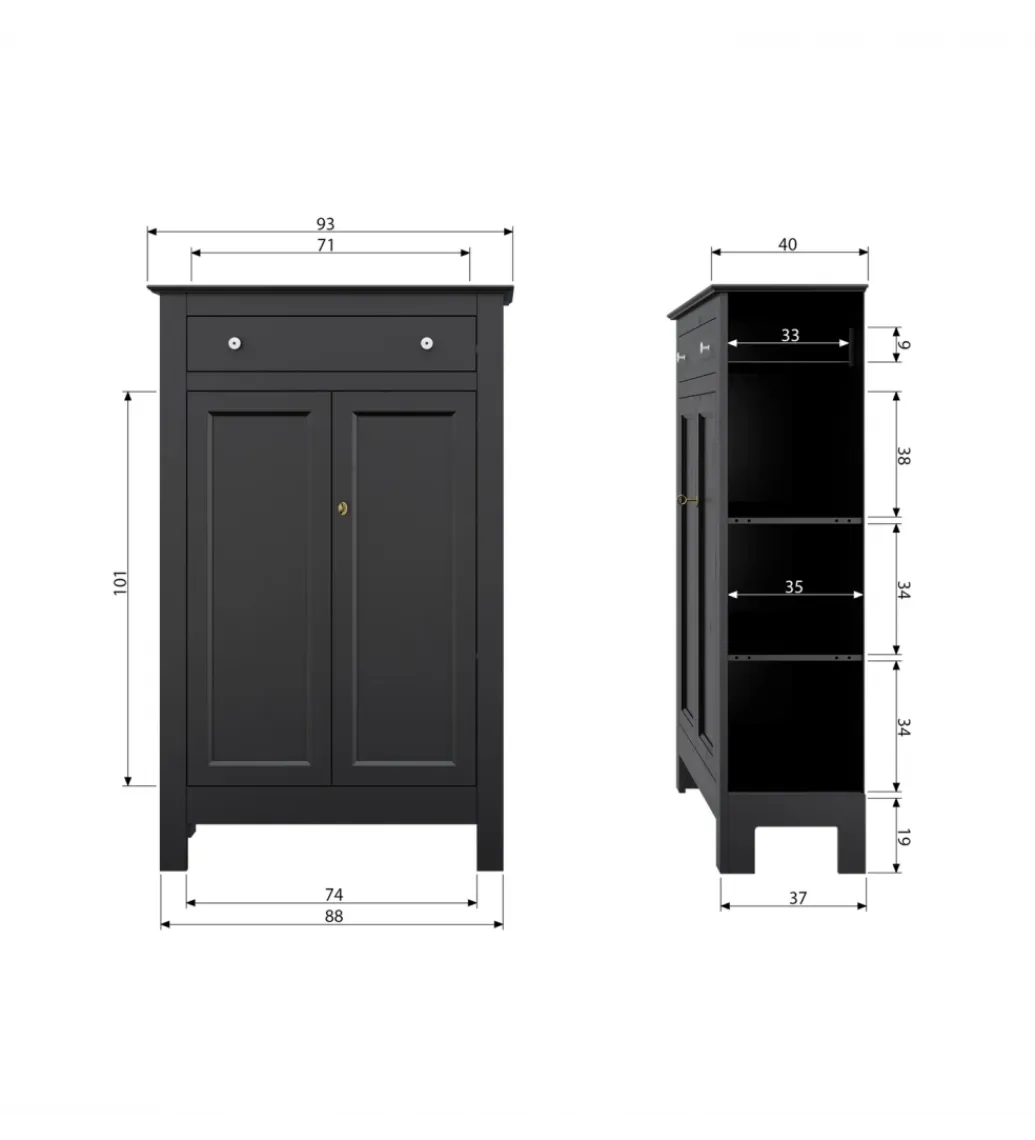 WOOOD Komoda EVA 150 cm drewno sosna czarna