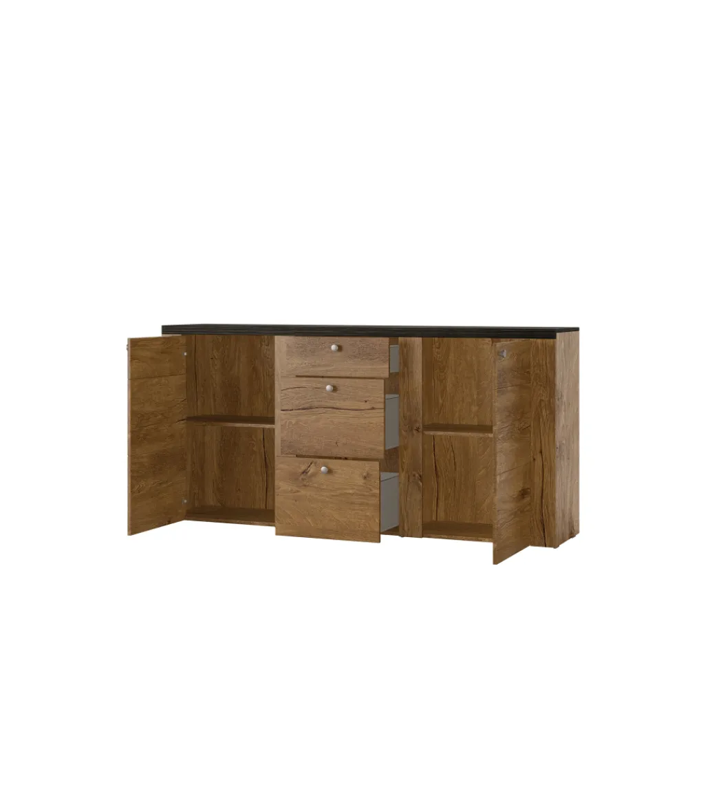 Helvetia Komoda LARONA 176 Cm O Wybarwieniu Satin Nussbaum z kolorem Touchwood
