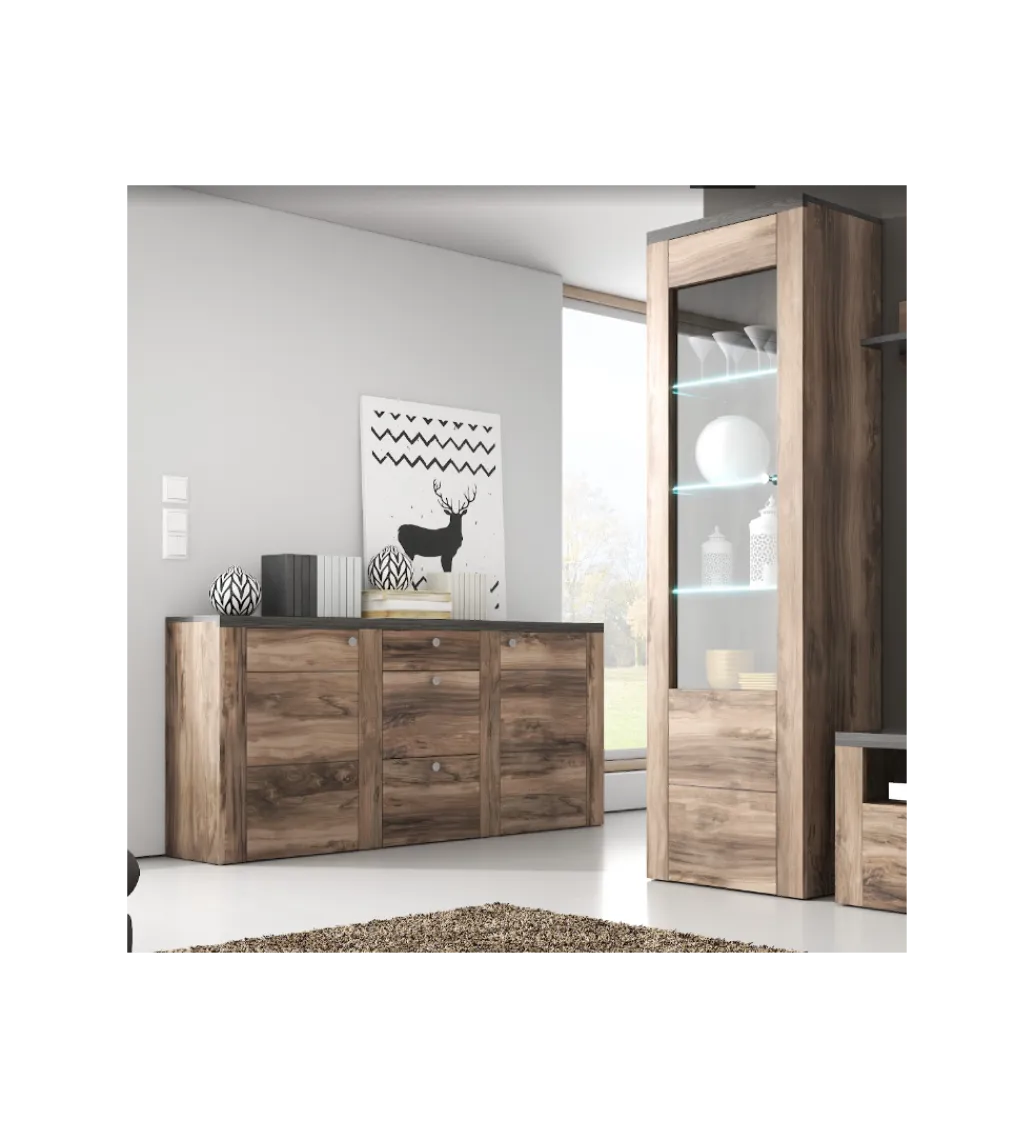 Helvetia Komoda LARONA 176 Cm O Wybarwieniu Satin Nussbaum z kolorem Touchwood
