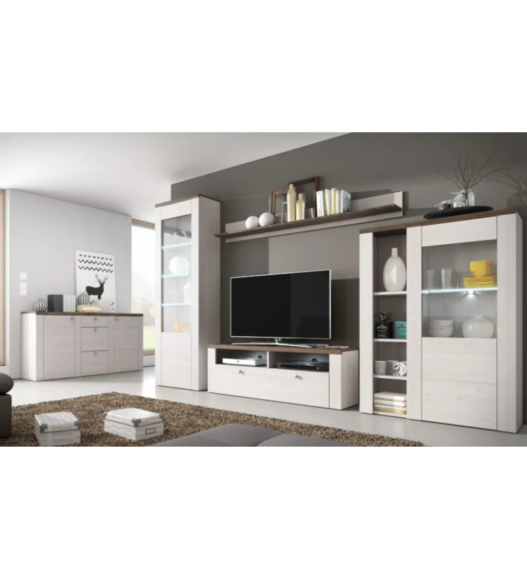 Helvetia Komoda LARONA 100 cm o wybarwieniu Sonoma Trufel z kolorem Sibiu Larche