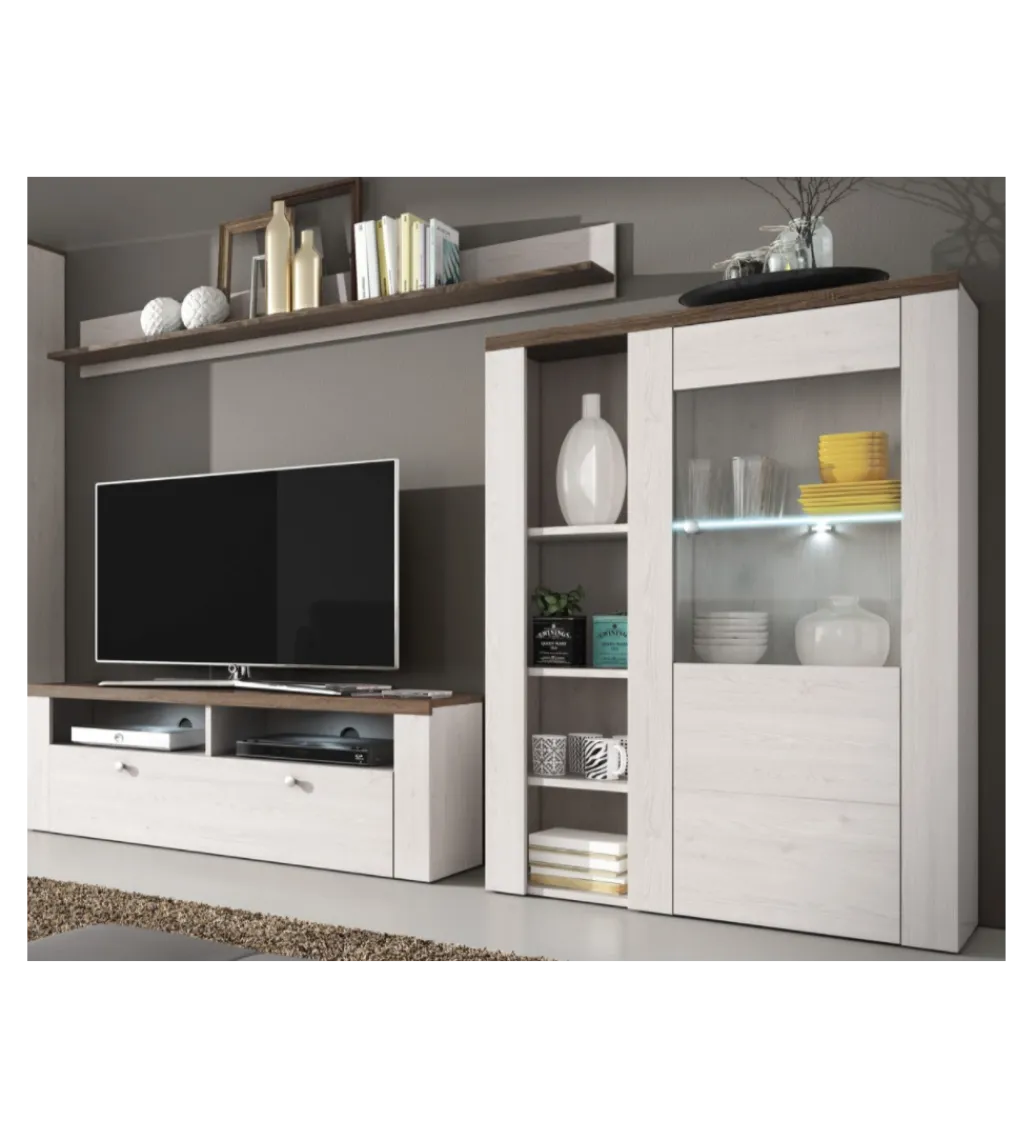 Helvetia Komoda LARONA 100 cm o wybarwieniu Sonoma Trufel z kolorem Sibiu Larche
