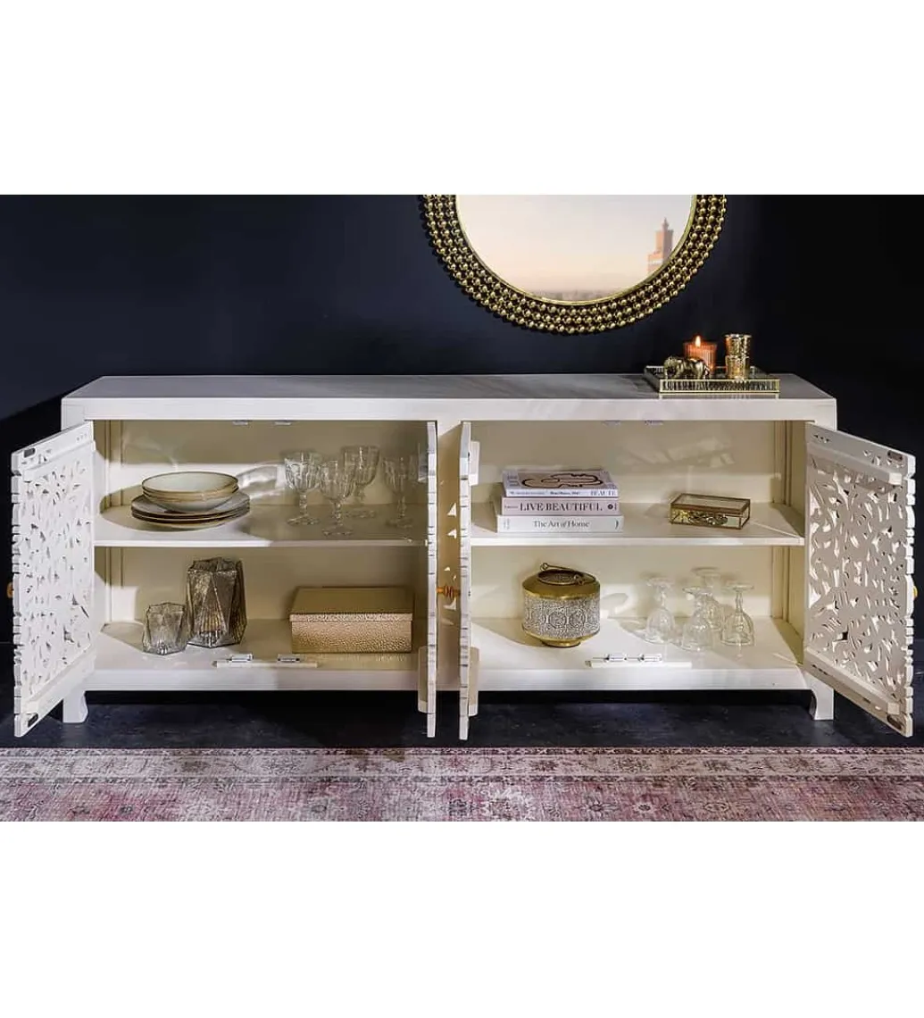 Invicta Interior - przedsprzedaż Komoda LYNX 170 cm drewno mango biała