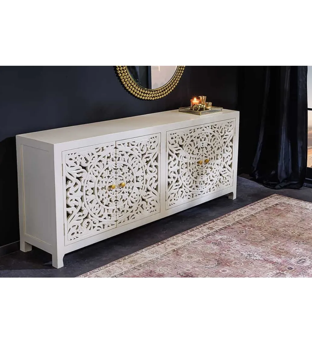 Invicta Interior - przedsprzedaż Komoda LYNX 170 cm drewno mango biała