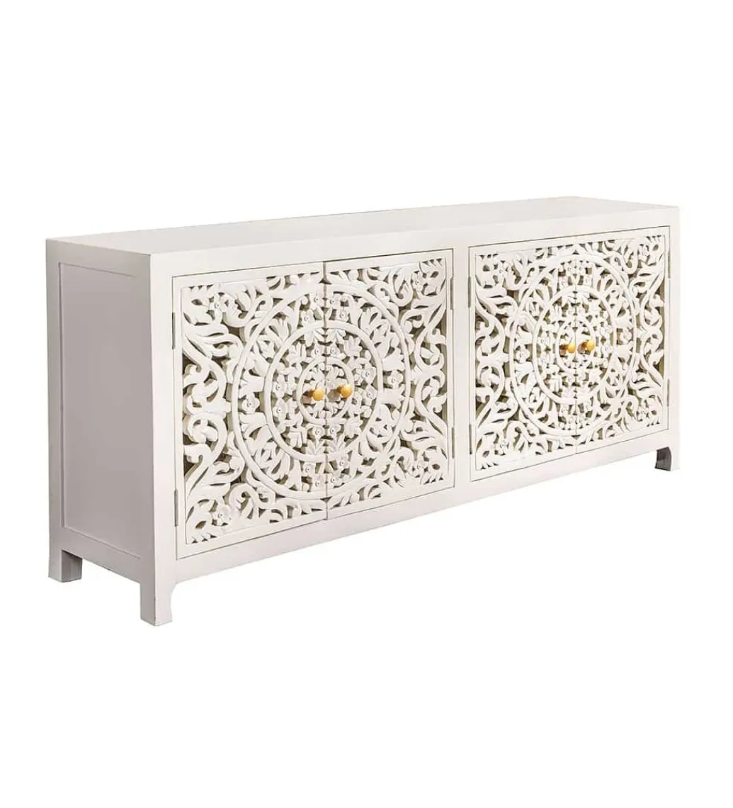 Invicta Interior - przedsprzedaż Komoda LYNX 170 cm drewno mango biała