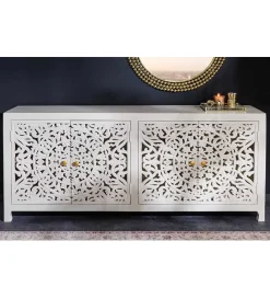Invicta Interior - przedsprzedaż Komoda LYNX 170 cm drewno mango biała