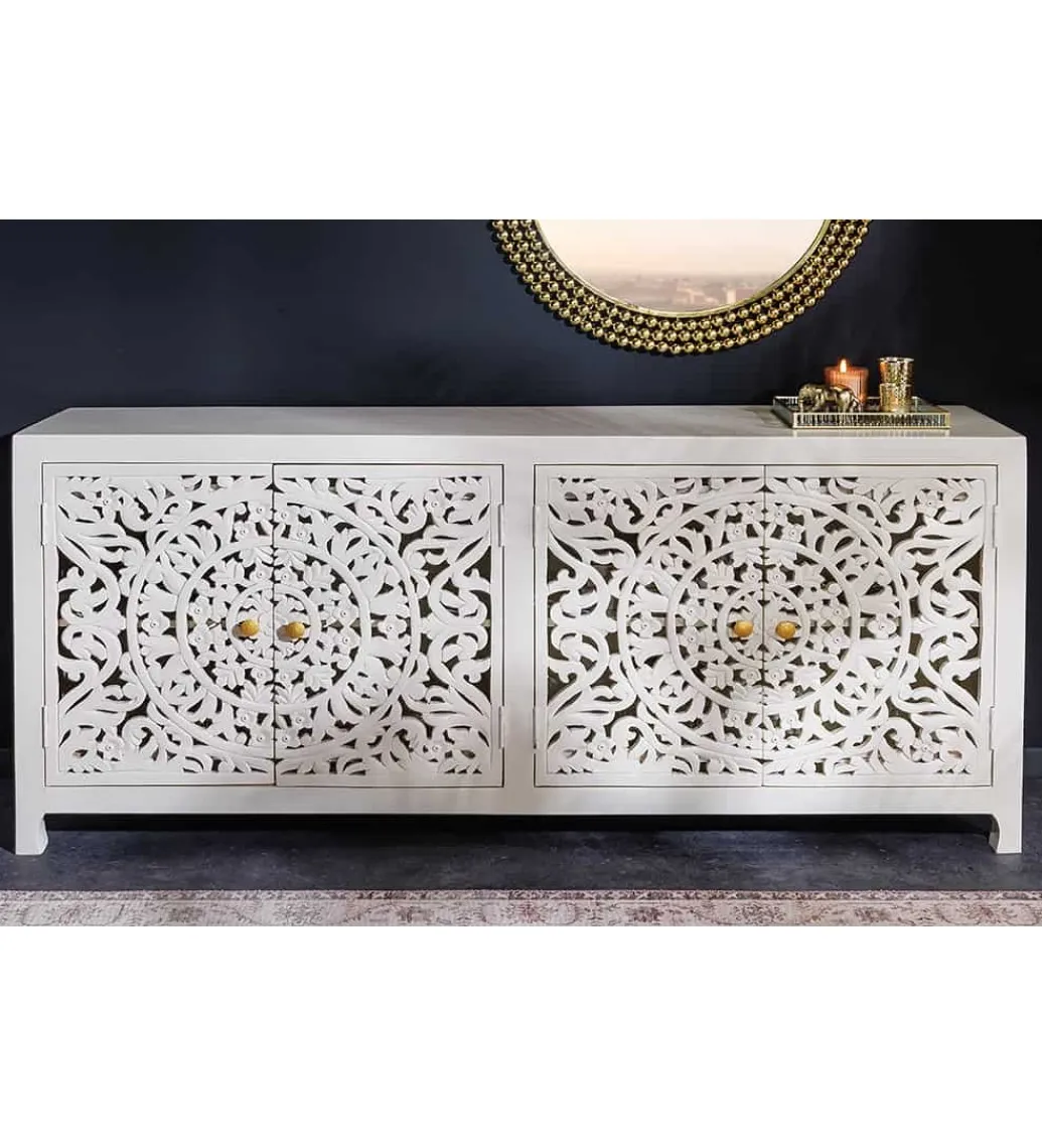 Invicta Interior - przedsprzedaż Komoda LYNX 170 cm drewno mango biała