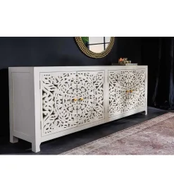 Invicta Interior - przedsprzedaż Komoda LYNX 170 cm drewno mango biała