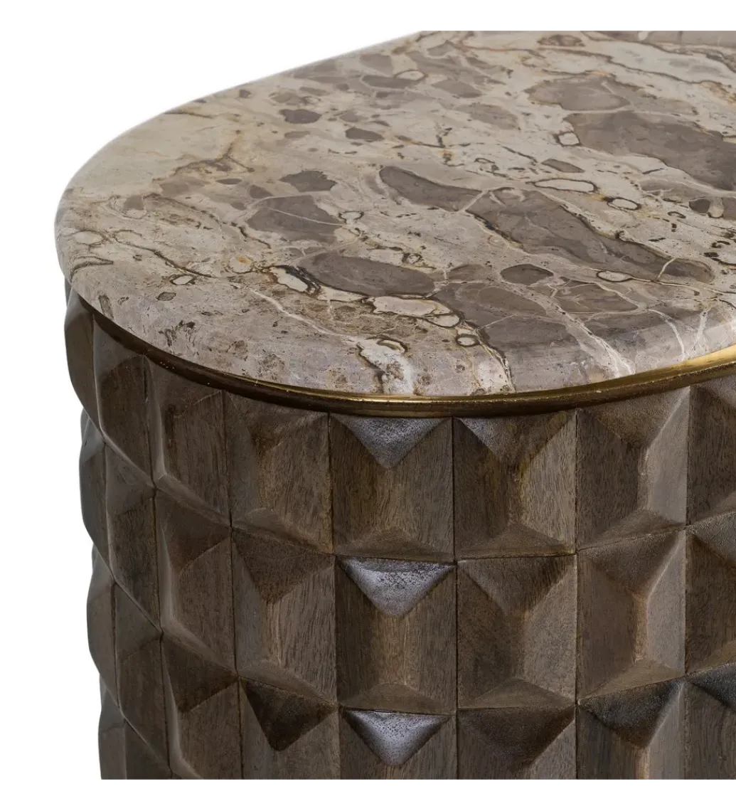 Zona-Design Komoda MEDARA 154 cm drewno mango marmur