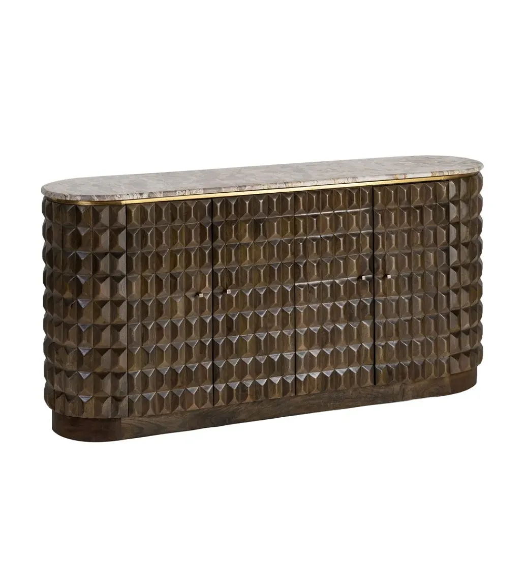 Zona-Design Komoda MEDARA 154 cm drewno mango marmur