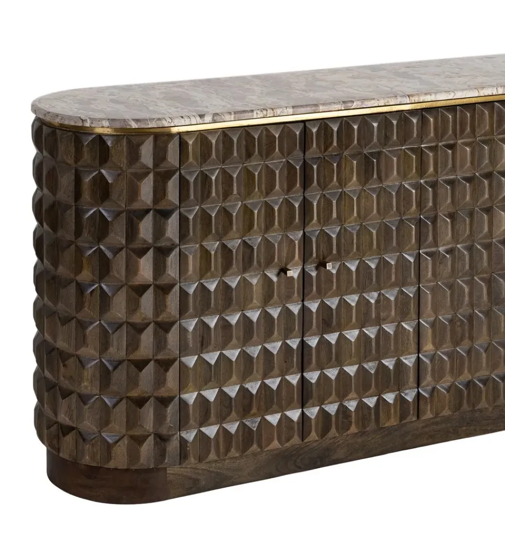 Zona-Design Komoda MEDARA 154 cm drewno mango marmur