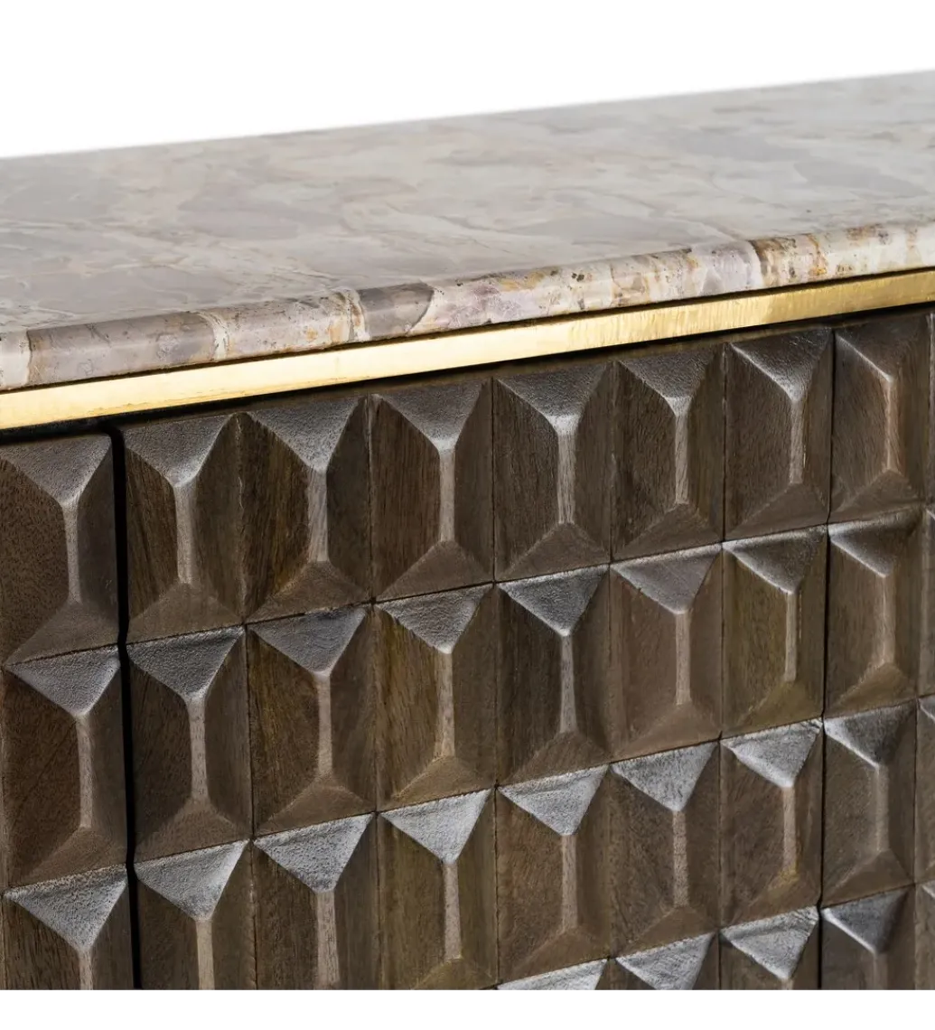Zona-Design Komoda MEDARA 154 cm drewno mango marmur