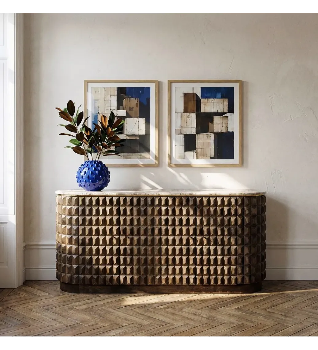 Zona-Design Komoda MEDARA 154 cm drewno mango marmur