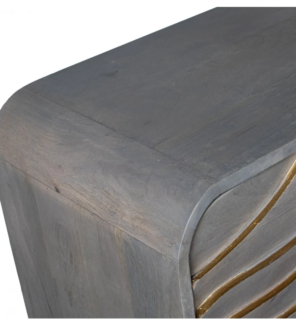 Exclusivas Komoda QUTINESKA 110 cm drewno mango szara