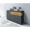 Helvetia Komoda SILKE 150 Cm Antracytowa z dodatkiem koloru Dąb Wotan
