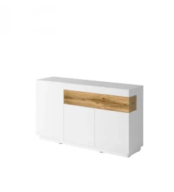 Helvetia Komoda SILKE 150 cm biała z dodatkiem koloru dąb Wotan