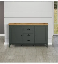 MCA Linia Włoska Komoda STANTON 143 cm w optyce dębu Evoke Ciemnozielony